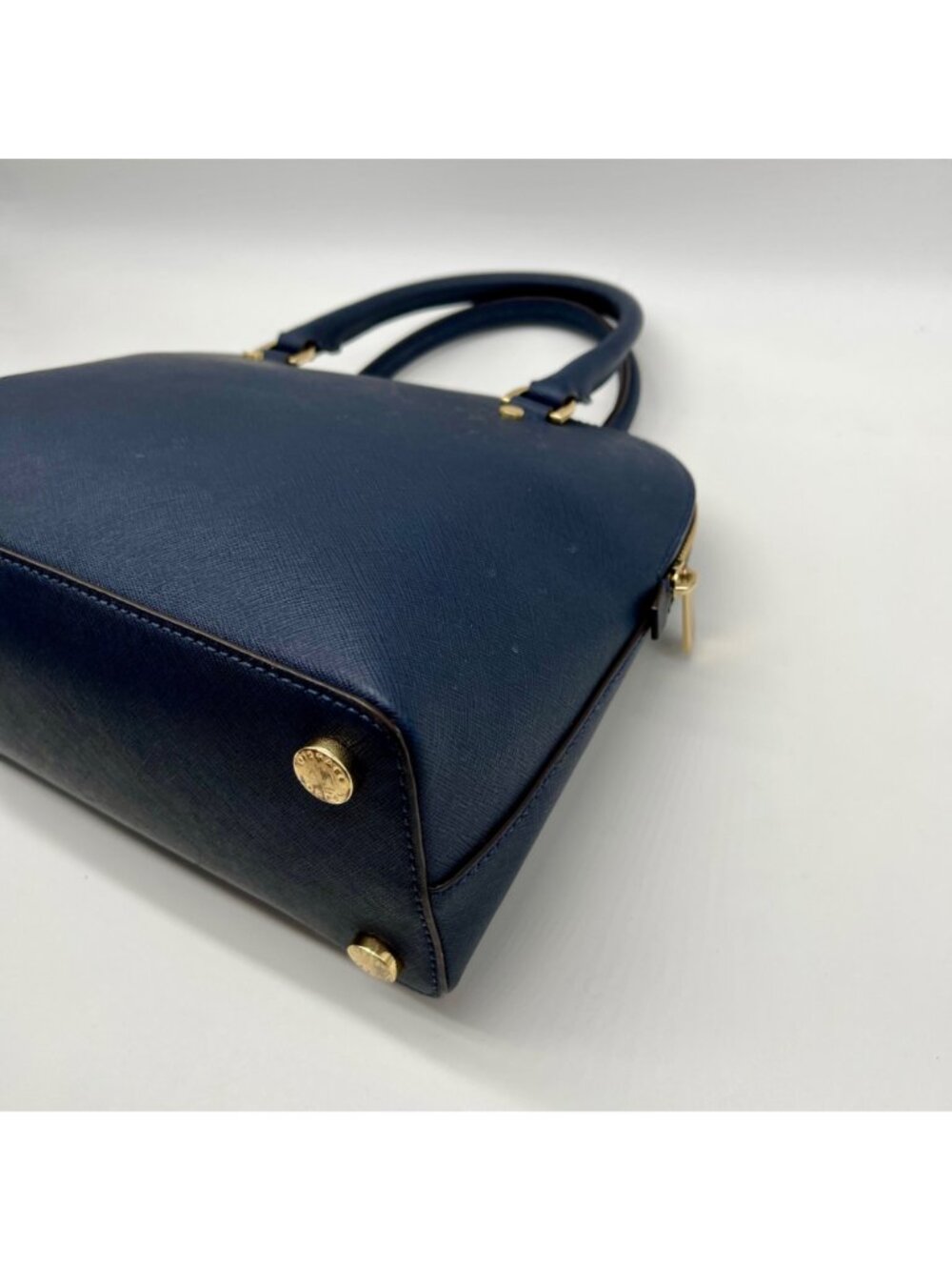 Michael Kors Blue Leather Cindy Large Dome Satchel Bag - Picture 9 of 10